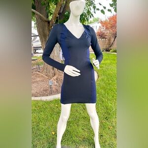 david lerner long sleeve mesh dress David Lerner Lace Up Long Sleeve Dress in Classic Black